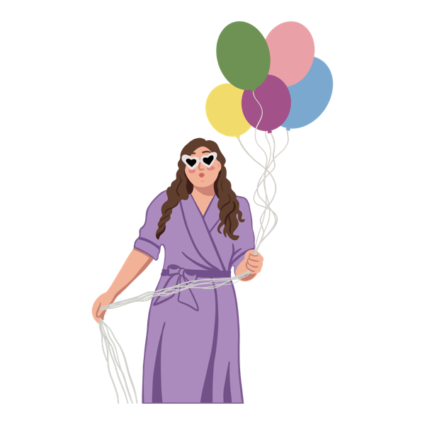 Girl with Colorful Balloons Sticker